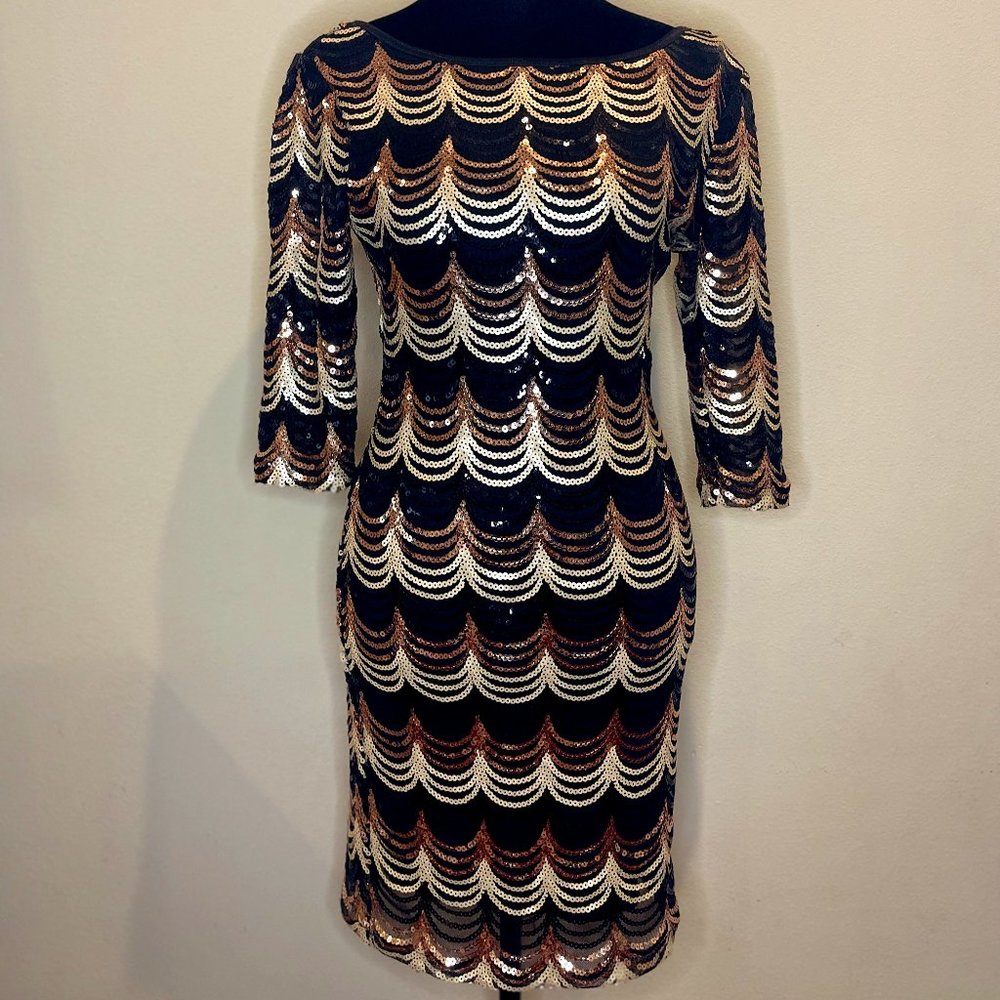 Crystal Doll Gold and Black Bodycon Cocktail dress - Size M